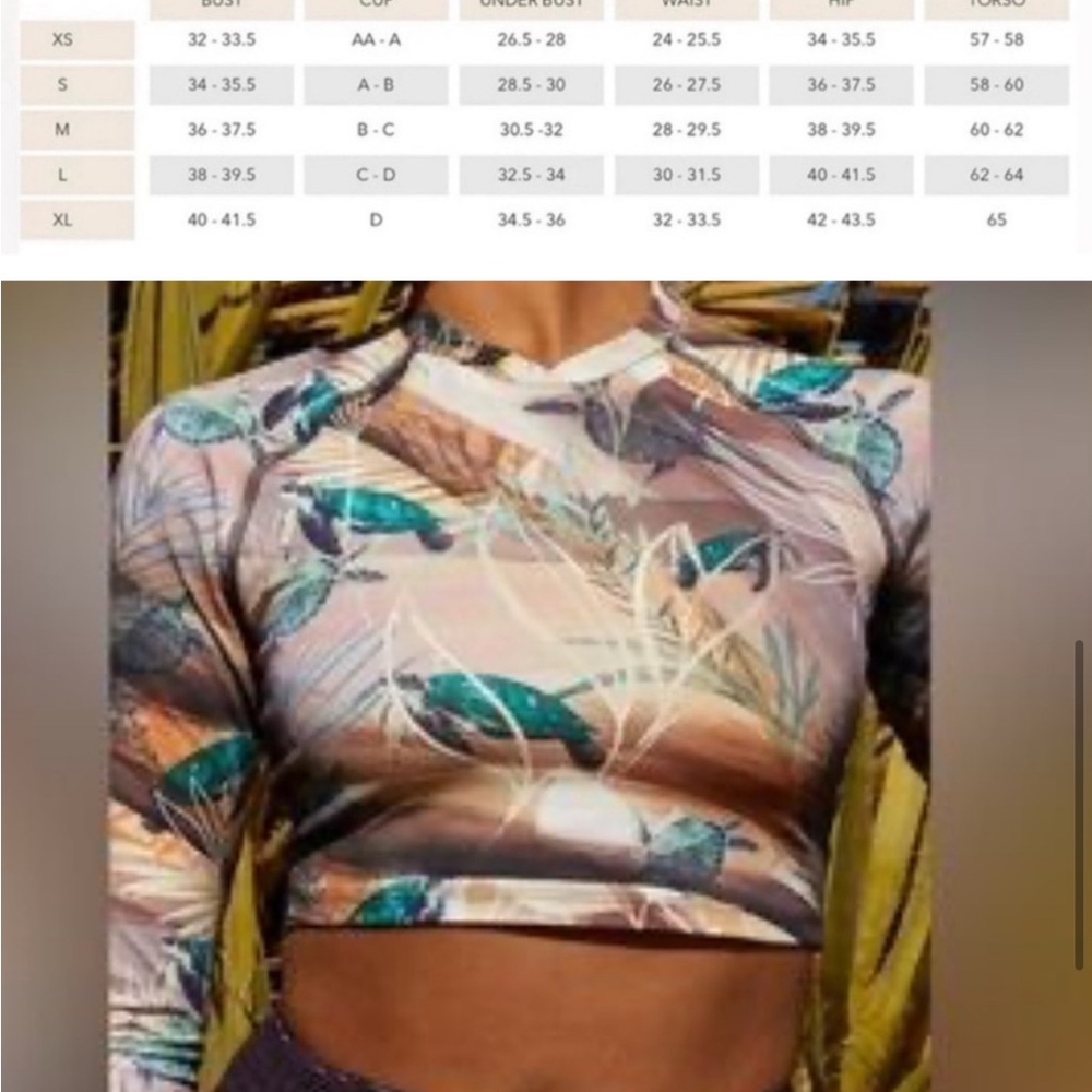 WET Swimwear Honu Hailee Turtle Print Swimsuit Top Rash Guard New Medium - Picture 8 of 8